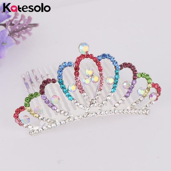 

hair clips & barrettes katesolo luxury rhinestone crystal jewelry crown tiara for women kids girl water drop combs wedding hairpin accessory, Golden;silver
