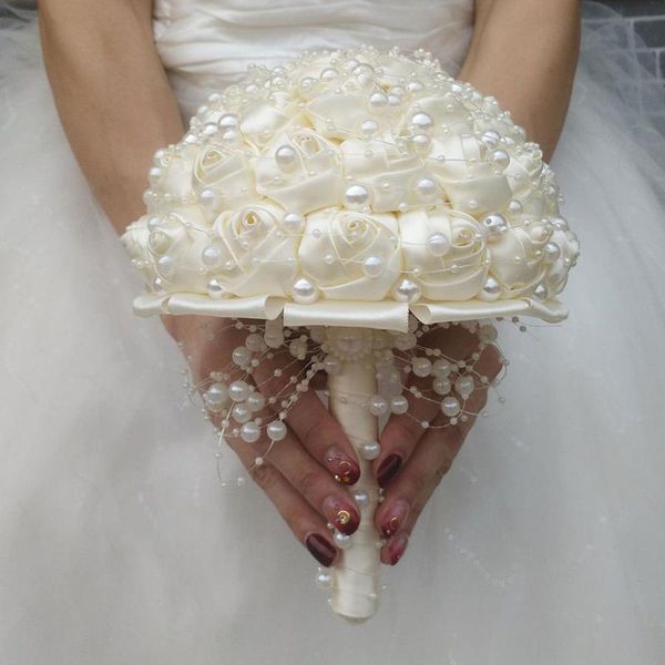 

wedding flowers pearls beaded bridal bouquet bridesmaid bouquets with ribbon ivory rose stunning 2021