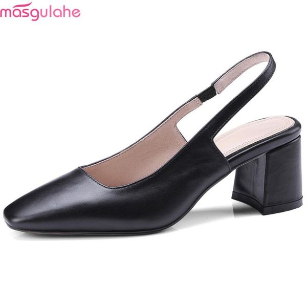 

masgulahe black gray brown fashion spring autumn shoes woman pumps square toe slingbacks women genuine leather high heels dress