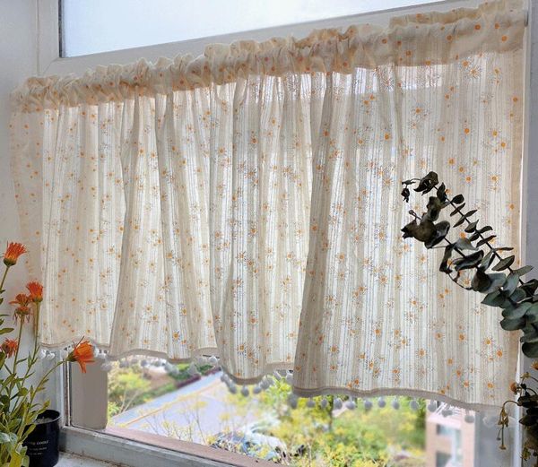 

curtain & drapes fyjafon 135*40 cafe tube pastoral kitchen short white yellow restaurant
