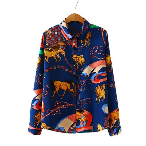 

women's blouses & shirts france style slim printing summer long sleeve casual blusas mujer, White