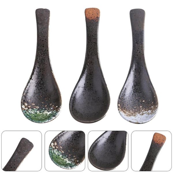 

spoons 3pcs ceramic japanese style spoon rice scoop soup home mixing