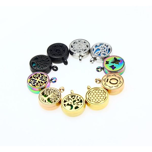 

pendant necklaces boshi diffuser necklace for women stainless steel jewelry rose gold black 12mm essential oil perfume locket, Silver