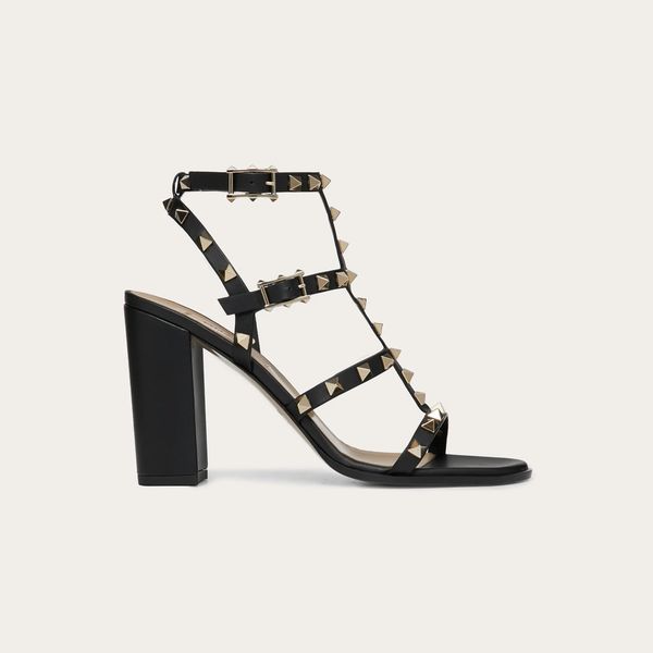 

fashion buy the v rockstud ankle strap sandals 90 mm for women, Black