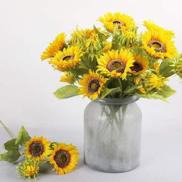 

decorative flowers & wreaths 70cm 3 head/bunch artificial sunflower silk flower sun home decoration wedding party accessorries