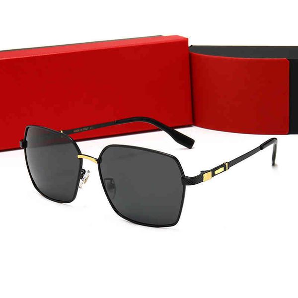 

new polarizing sunglasses with blue film inside single beam men's fashion metal driving glasses fashion 032 glasses_outlet7235, White;black