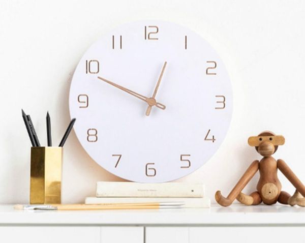 

wall clocks clock nordic 3d wooden large modern design home decor bedroom silent oclock watch kids for children room