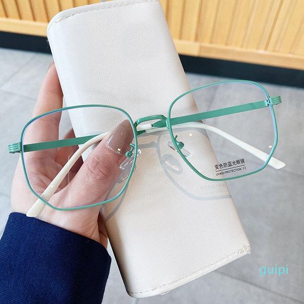 

retro computer glasses uv400 coating eyewear frames for women men hexagon blue light glasses optical spectacles fresh green, Black