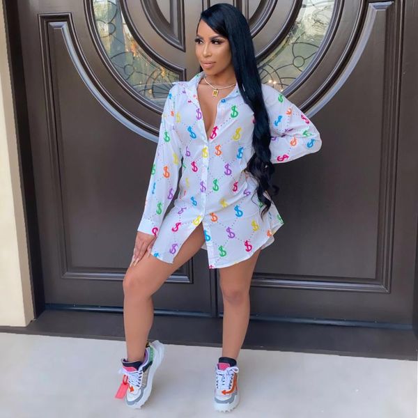 

casual dresses women printed shirt dress fashion long sleeve irregular mini, Black;gray