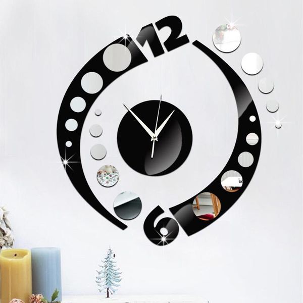 

wall clocks creative clock decorative hanging modern 3d frameless for living room bedroom(black)