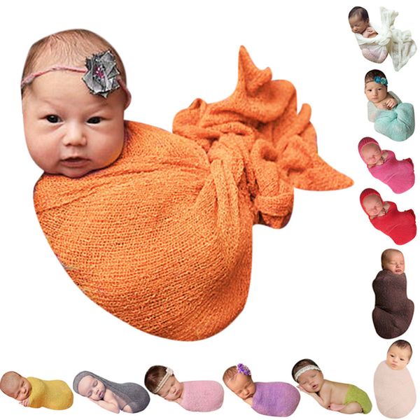 Neugeborenen Bett Wrap Swaddling Stretch Candy Pure Baby Foto Requisiten Schal Infant Empfang Decken Babys Fotografie Requisiten 210413