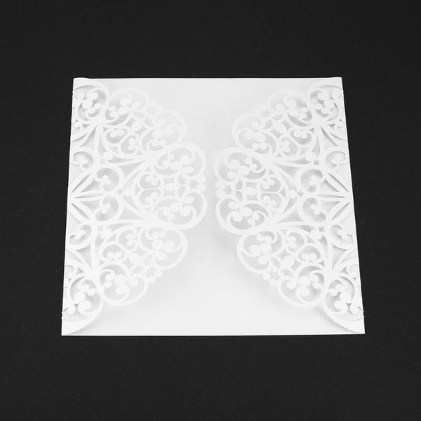 

greeting cards 10pcs flower shape wedding invitation hollow out envelopes seals covers party decorationd0109white
