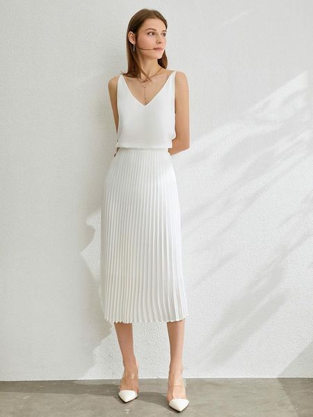 

spring summer office wear white womens skirt black long vintage england preppy style elastic waist basic accordion pleated skirts