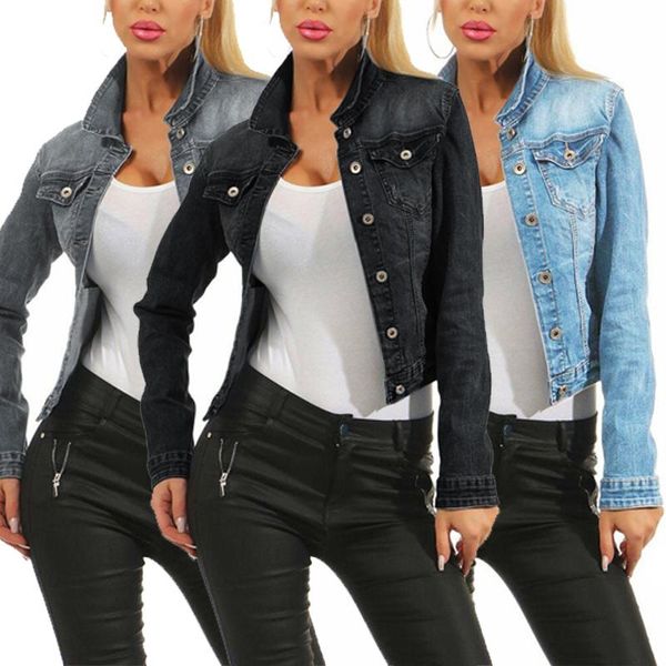 

women's jackets jeans jacket women 2021 winter slim stretch ripped coat autumn casual fashion denim, Black;brown