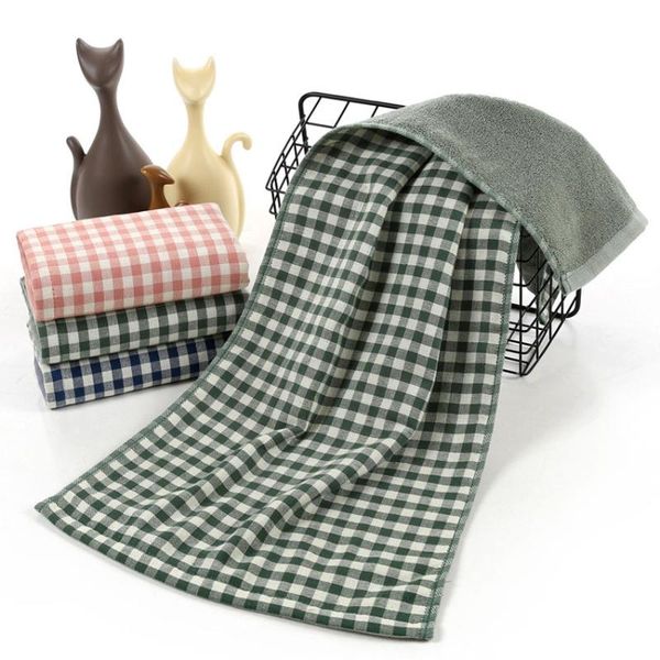 

towel cotton plaid double-sided gauze face towels striped bathroom couples wash toalha de rosto serviette toalla cara