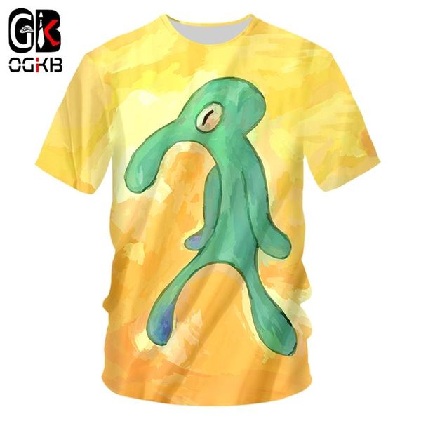 

men's t-shirts ogkb 3d printed bold and brash squidward t-shirt funny hip hop streetwear loose oversized 6xl, White;black