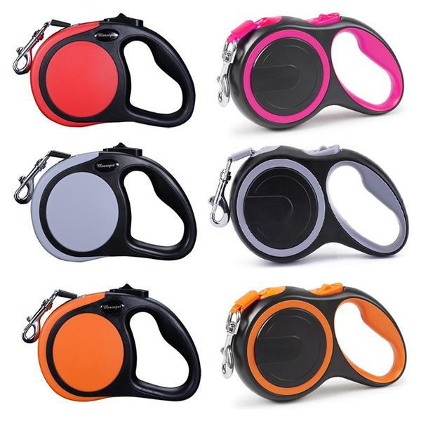 

dog collars & leashes durable pet retractable leash 3m/5m automatic extending rope for small medium large walking lead