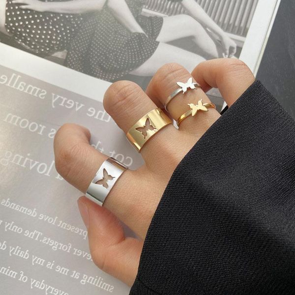 

wedding rings ywshk trendy gold butterfly for women men lover couple set friendship engagement open 2021 jewelry, Slivery;golden