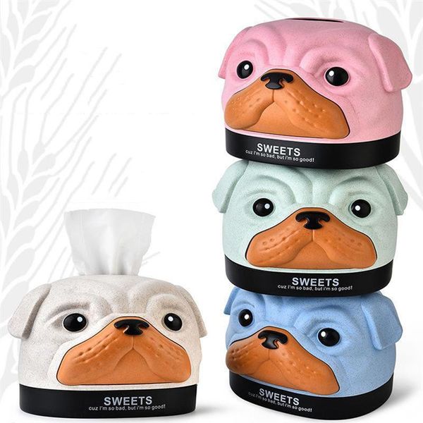 

creative cartoon bobby dog tissue box cover holder wheat fiber pp storage paper facial organizer for kids room car boxes & napkins