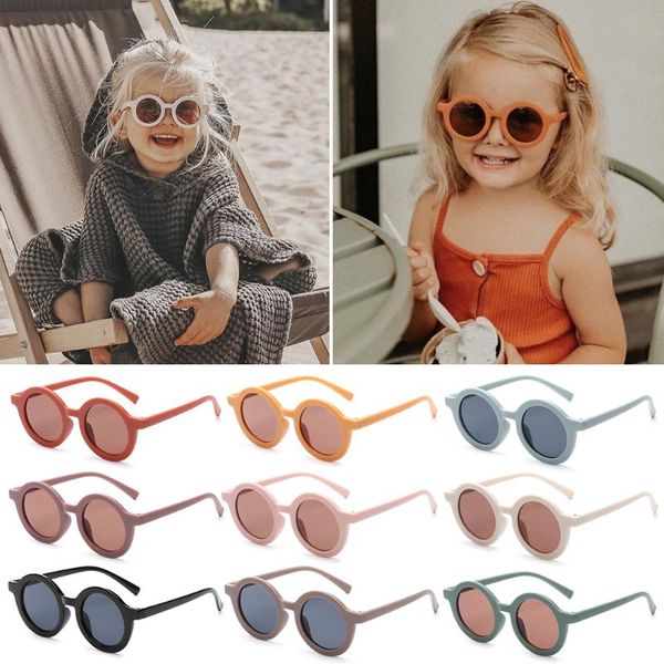 

outdoor eyewear 1pc retro round frame kids sunglasses uv 400 protection for children sun glasses girls boys beach