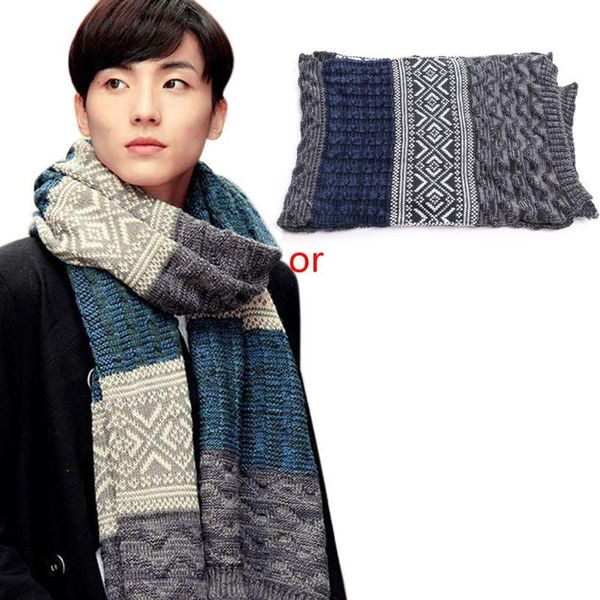 

scarves winter men's shawl fashion casual wrap muffler scarf assorted color warm 517d, Blue;gray