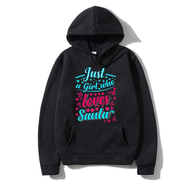 

women thick fleece hoodies autumn sweatshirts winter christmas pattern english letters printing casual sport loose street wear long sleeve, Black