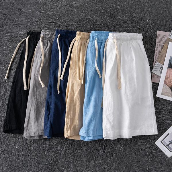 

men's shorts hybskr cotton line men 2021 man summer casual short pants male beach, White;black