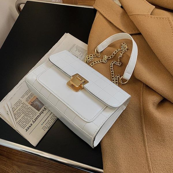 

fashion chain strap handbag for women pu leather shoulder female bag plaid luxury crossbody lady versatile square bags