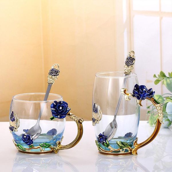 

wine glasses 3pcs/set enamel glass coffee mugs tea cups mug handmade heat resistant water cup drinkware birthday party gifts