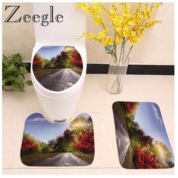 

bath mats zeegle 3pcs bathroom mat toilet rugs anti-slip floor flannel seat lid cover absorbent carpet for