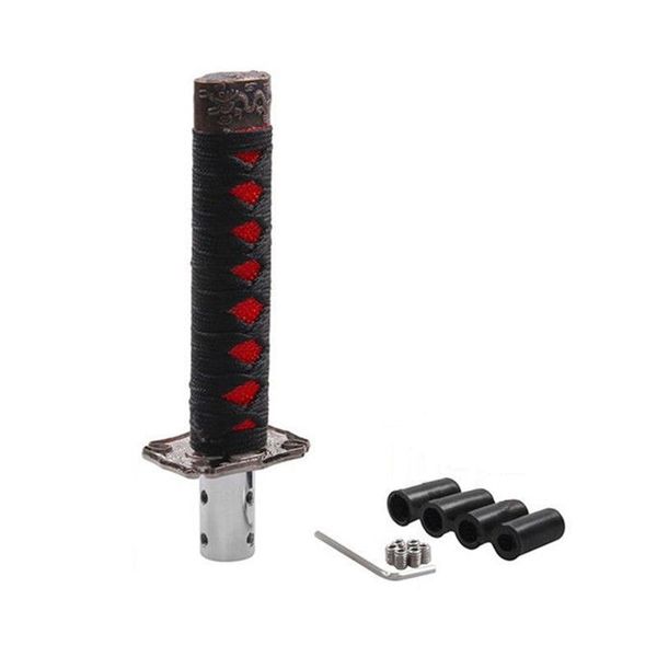 

shift knob universal samurai sword gear shifter katana metal black+red 15cm