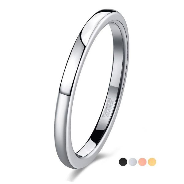 

cluster rings eamti tungsten 2mm thin ring for women polished black gold rose silver color mafashion female daily party, Golden;silver