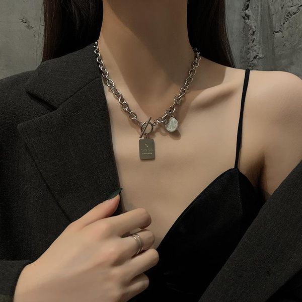 

chains light luxury,niche titanium steel clavicle necklace,female and male trendy hip-hop,simple cold style hiphop necklace, Silver