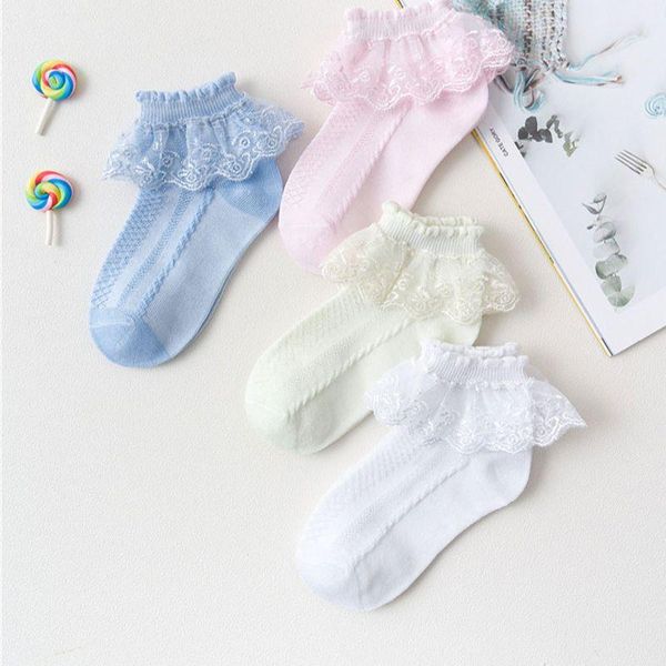 

socks 4-15 years old summer thin kids baby girls ruffle sock cute cotton solid color children frilly toddle designe, Pink;yellow