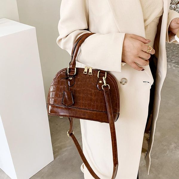 

evening bags crocodile pattern tote shell bag 2021 fashion quality pu leather women's designer handbag vintage shoulder messenger