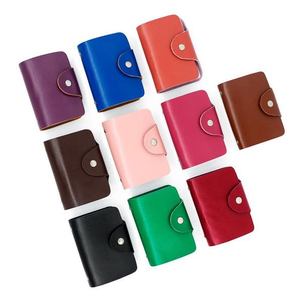 

card holders bank id wallet pocket billeteras cuero multi colors fastener close woman hand bag mini carrier big capacity, Brown;gray