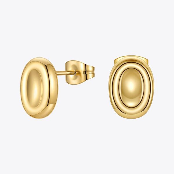 

stud enfashion peas earrings for women gold color oval piercing earring stainless steel fashion jewelry christmas kolczyki e1301, Golden;silver