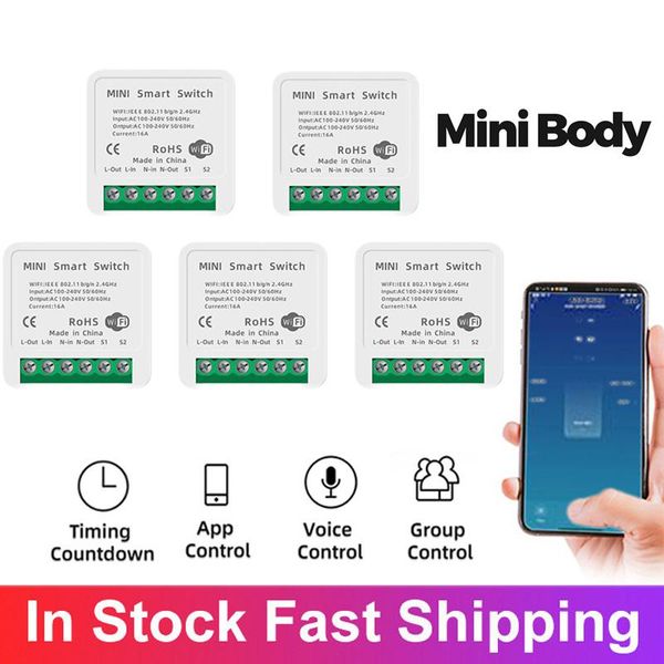 

smart home control 1-5pcs mini wifi switch timer wireless switches automation compatible with tuya alexa google