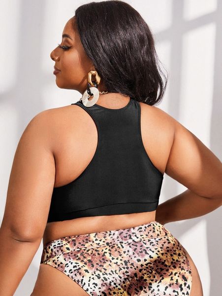 

plus solid bikini 840z#, Black