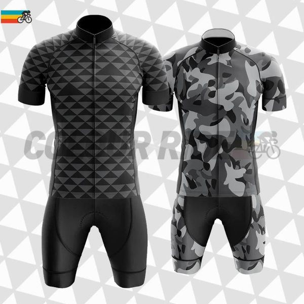 

racing sets cycling clothing men short sleeve jersey set camouflage effect outdoor bike uniform ciclismo summer breathable mtb ride outfit, Black;blue