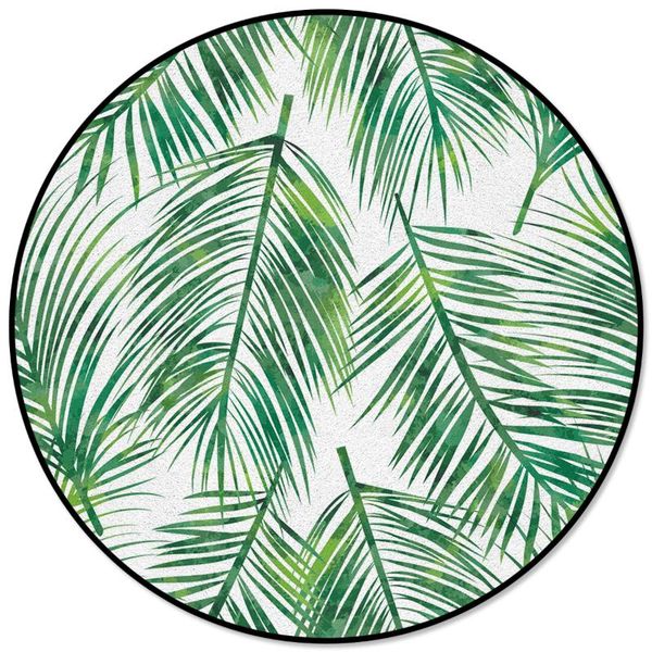 

carpets green leaves lines tropical plants carpet for living room children bed floor round home decor rugs soft mat