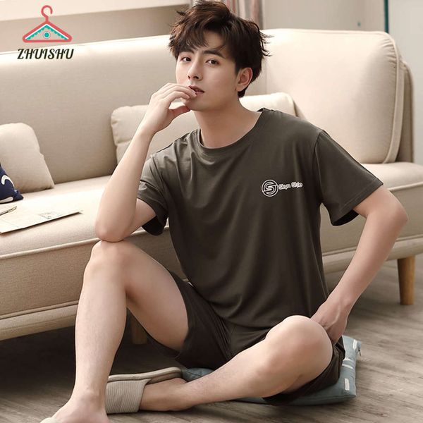 

pajamas zhuishu miscellaneous summer pak men's casual sports short shorts pyjamas set multi styles plus size nightwear s45, Black;brown
