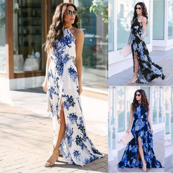 

bohemian sleeveless waist print irregular, White;black