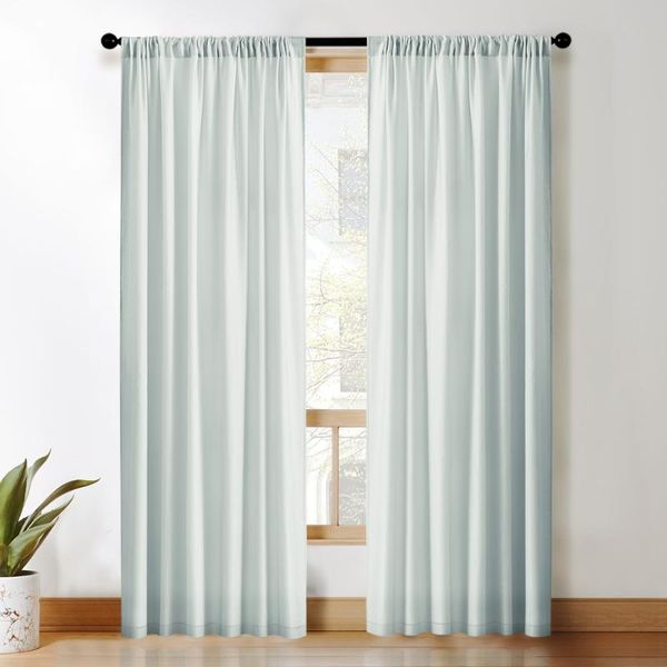 

50% shading opaque thick sheer curtain for living room bedroom kitchen solid tulle voile finished window treatment & drapes