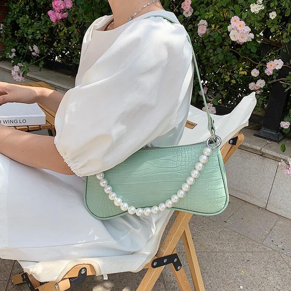 

evening bags combined pearl strap baguette shoulder crossbody for women 2021 brand designer handbags purses totes messenger