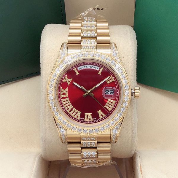 

the classic fashion fully automatic mechanical watch size 41mm diamond set solid roman word more personality sapphire mirror can be customiz, Slivery;brown