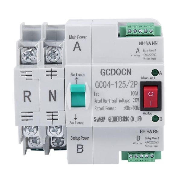 

smart home control dual-power automatic transfer switch 2p 100a household 35mm rail installation