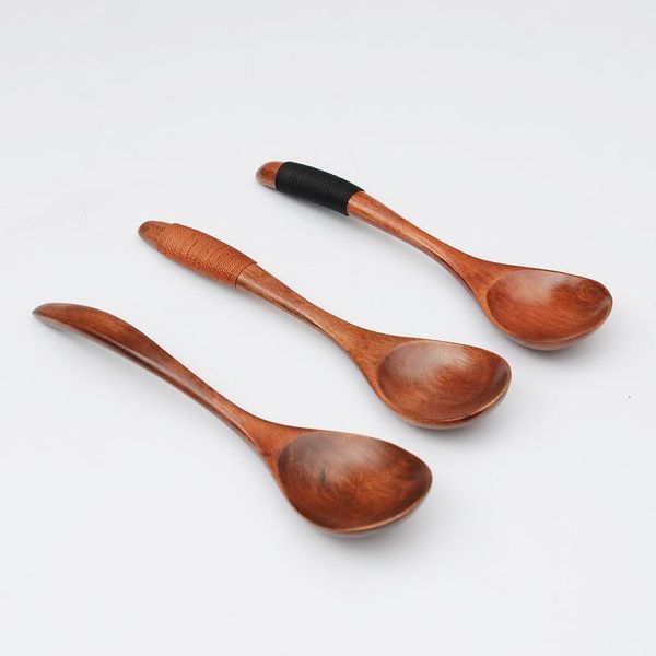 

spoons 1pc wooden spoon natural milk honey string handle kitchen utensil tool