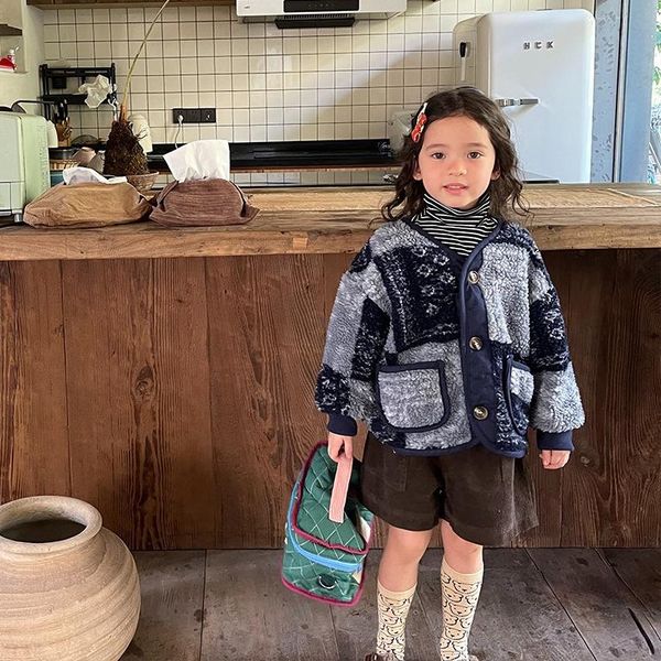 

jackets 2021 autumn winter girls fashion warm fleece coat kids, Blue;gray