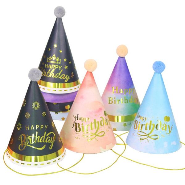 

party hats 1pcs cone happy birthday hat bronzing baby showers cake crown